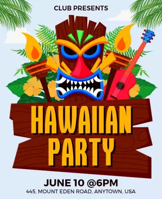 Tropical Hawaiian Party Invitation Flyer Template