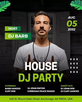 Tropical House Music DJ Party Celebration Poster Template