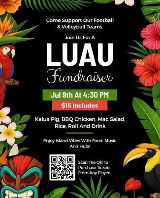 Tropical Island Luau Fundraiser Event Flyer Template