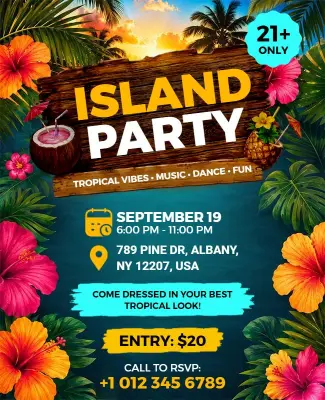 Tropical Island Party Event Flyer Template