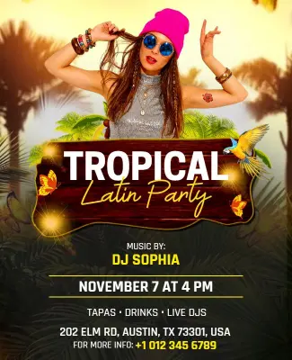 Tropical Latin Party Event Flyer Template