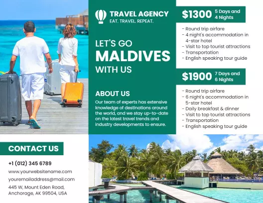Tropical Maldives Travel Package and Tour Guide Brochure Template