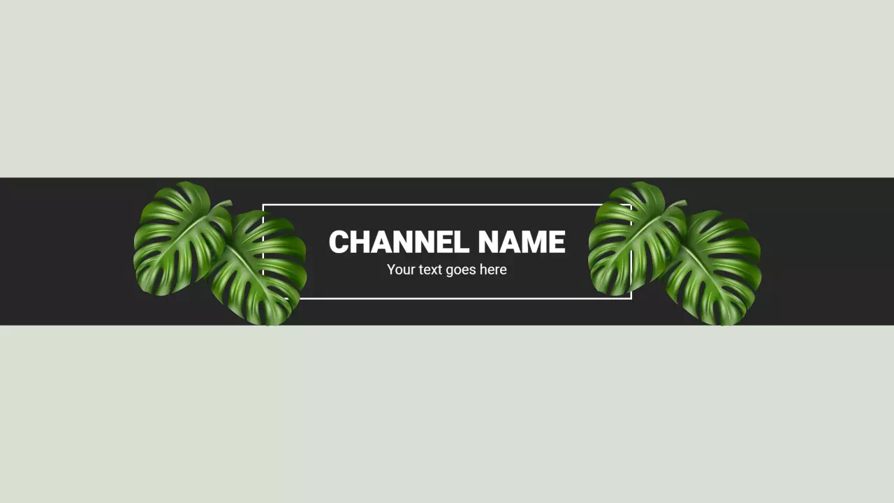Tropical Monstera Leaves with Black Background YouTube Banner Template