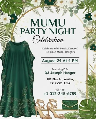 Tropical Mumu Party Night Event Celebration Flyer Template