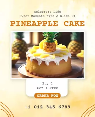 Tropical Pineapple Cake Promotion Flyer Template