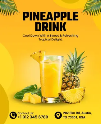 Tropical Pineapple Drink Promotional Flyer Template