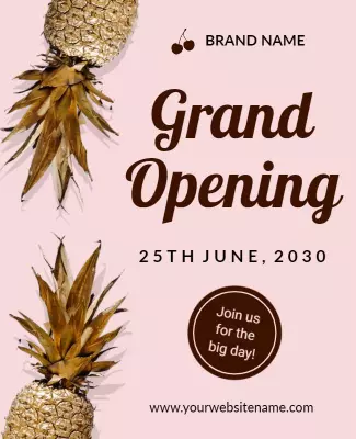 Tropical Pineapple Grand Opening Celebration Poster Template