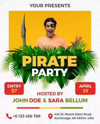Tropical Pirate Themed Party Flyer Template