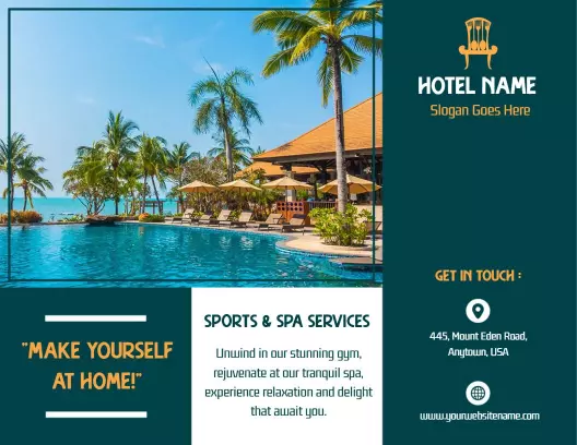Tropical Resort Relaxation and Spa Services Hotel Brochure Template
