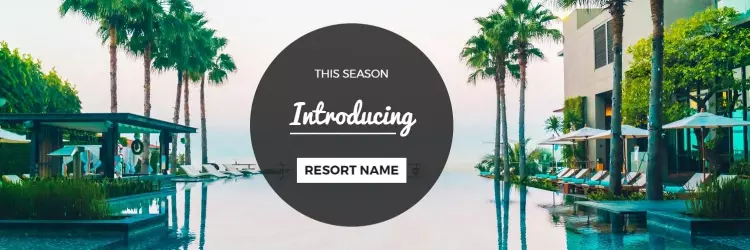 Tropical Resort with Palm Trees Promoting New Season Twitter Banner Template