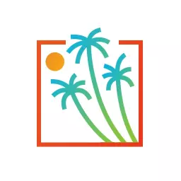 Tropical Scene with Palm Trees and Sunlight Square Logo Template