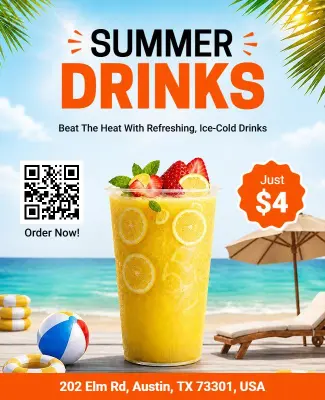 Tropical Summer Drinks Promotion Flyer Template
