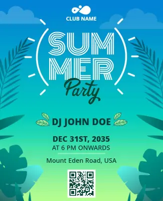 Tropical Summer Party with DJ in Vibrant Gradient Flyer Template
