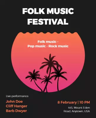 Tropical Sunset Folk Music Festival Flyer Template