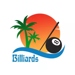 Tropical Sunset Theme with Billiards Graphics Logo Template