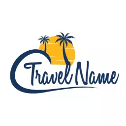 Tropical Sunset with Palm Trees Highlighting Travelling Logo Template
