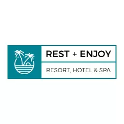 Tropical Teal Design Highlighting Relaxing Hotel Experience Logo Template