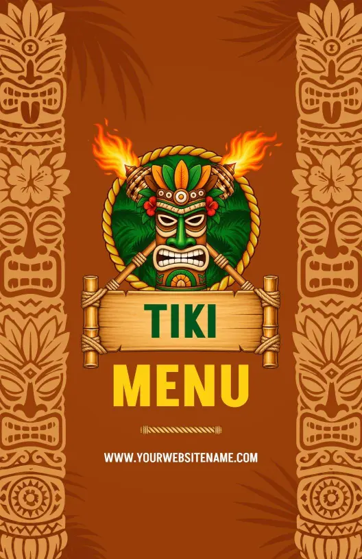 Tropical Themed Appetizers and Entrees Selection Tiki Menu Template