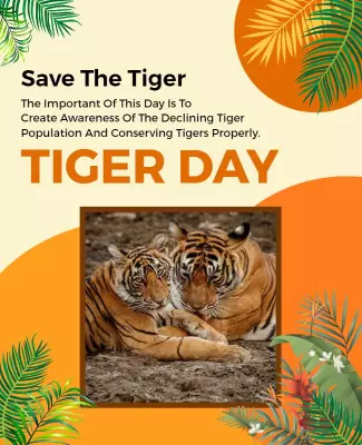 Tropical Themed Save the Tiger Conservation Awareness Poster Template