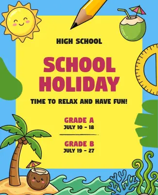 Tropical Themed School Holiday Announcement Poster Template