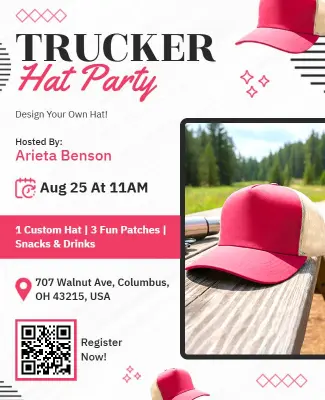 Trucker Hat Party Event Flyer Template