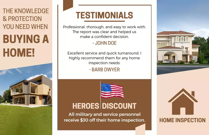 Trustworthy Home Inspection Services and Testimonials Brochure Template