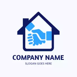 Trustworthy Partnership Illustrated in Blue Home Design Logo Template
