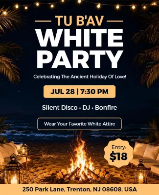 Tu B'av White Party Celebration Flyer Template