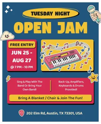 Tuesday Night Open Jam Event Flyer Template