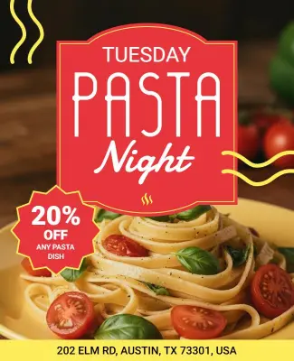 Tuesday Pasta Night Special Offer Flyer Template