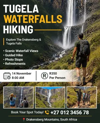 Tugela Waterfalls Hiking Adventure Flyer Template