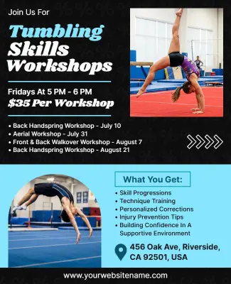 Tumbling Skills Workshops Promotional Flyer Template