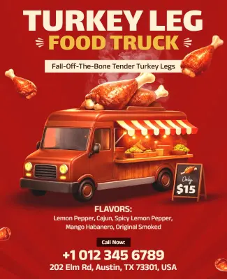 Turkey Leg Food Truck Promotional Poster Template