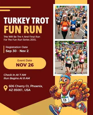 Turkey Trot Fun Run Event Poster Template