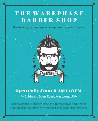 Turquoise Vintage Barbershop Promotional Services Poster Template