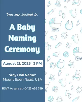 Twilight Blue and White Cradle Ceremony Invitation Template