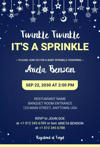 Twinkle Twinkle Night Sky Baby Sprinkle Celebration Invitation Template