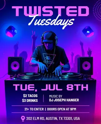Twisted Tuesdays Nightclub Event Flyer Template