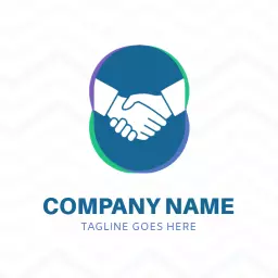 Two Hands Shaking in Blue and Green Corporate Hand Logo Template