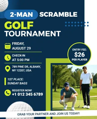 Two-Man Scramble Golf Tournament Flyer Template