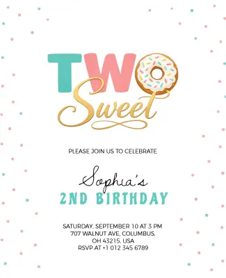 Two Sweet Birthday Invitation Flyer Template