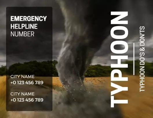 Typhoon Emergency Preparedness and Safety Guidelines Brochure Template