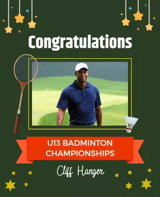U13 Badminton Championships Celebration Flyer Template