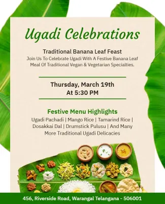 Ugadi Celebrations with Traditional Delicacies Poster Template