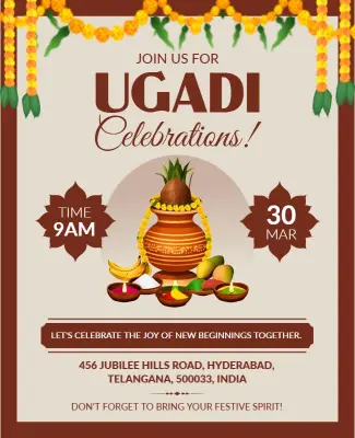 Ugadi Festival Celebration Invitation Flyers Template