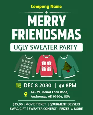 Ugly Sweater Christmas Party Flyer Template