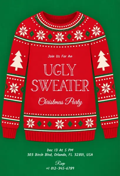 Ugly Sweater Christmas Party Invitation Template
