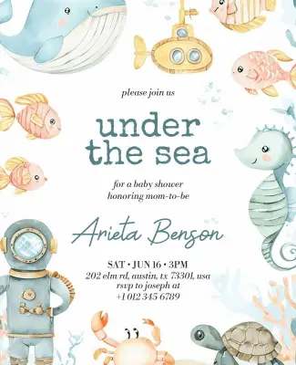 Under the Sea Baby Shower Invitation Flyer Template