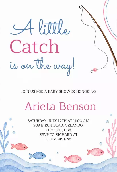 Under the Sea Baby Shower Little Catch Invitation Template