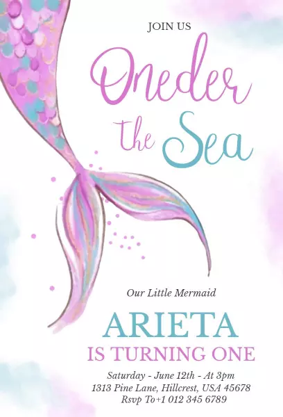 Under the Sea Magical Mermaid Birthday Invitation Template